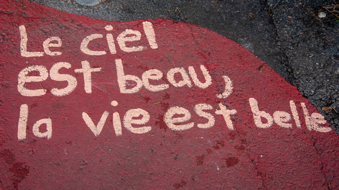a red rock with a message written on it,