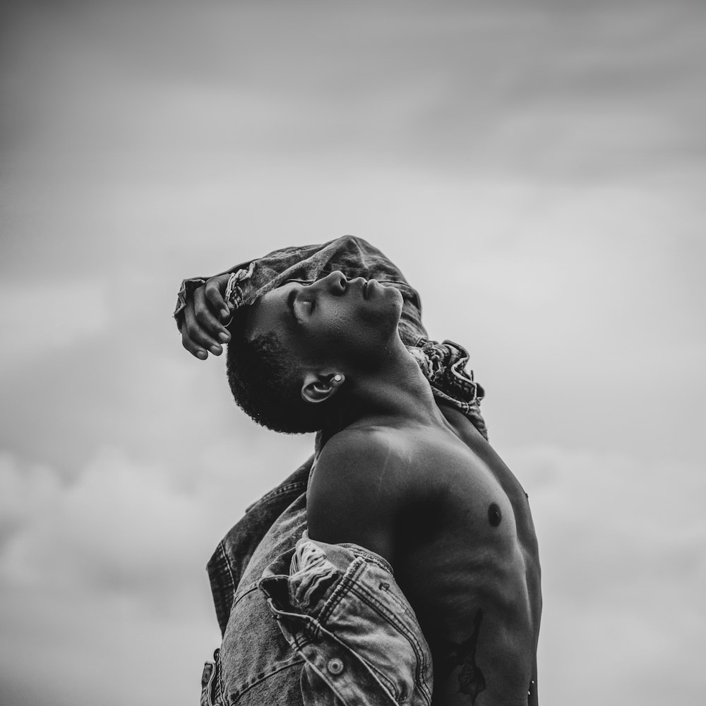 a man with a bandana on his head