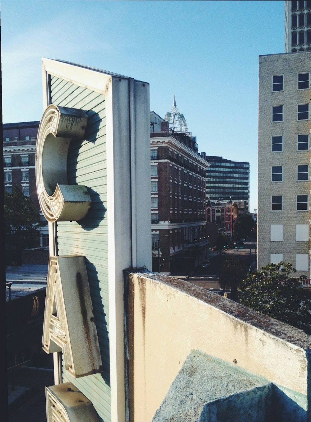 a view of a city from a roof of a building