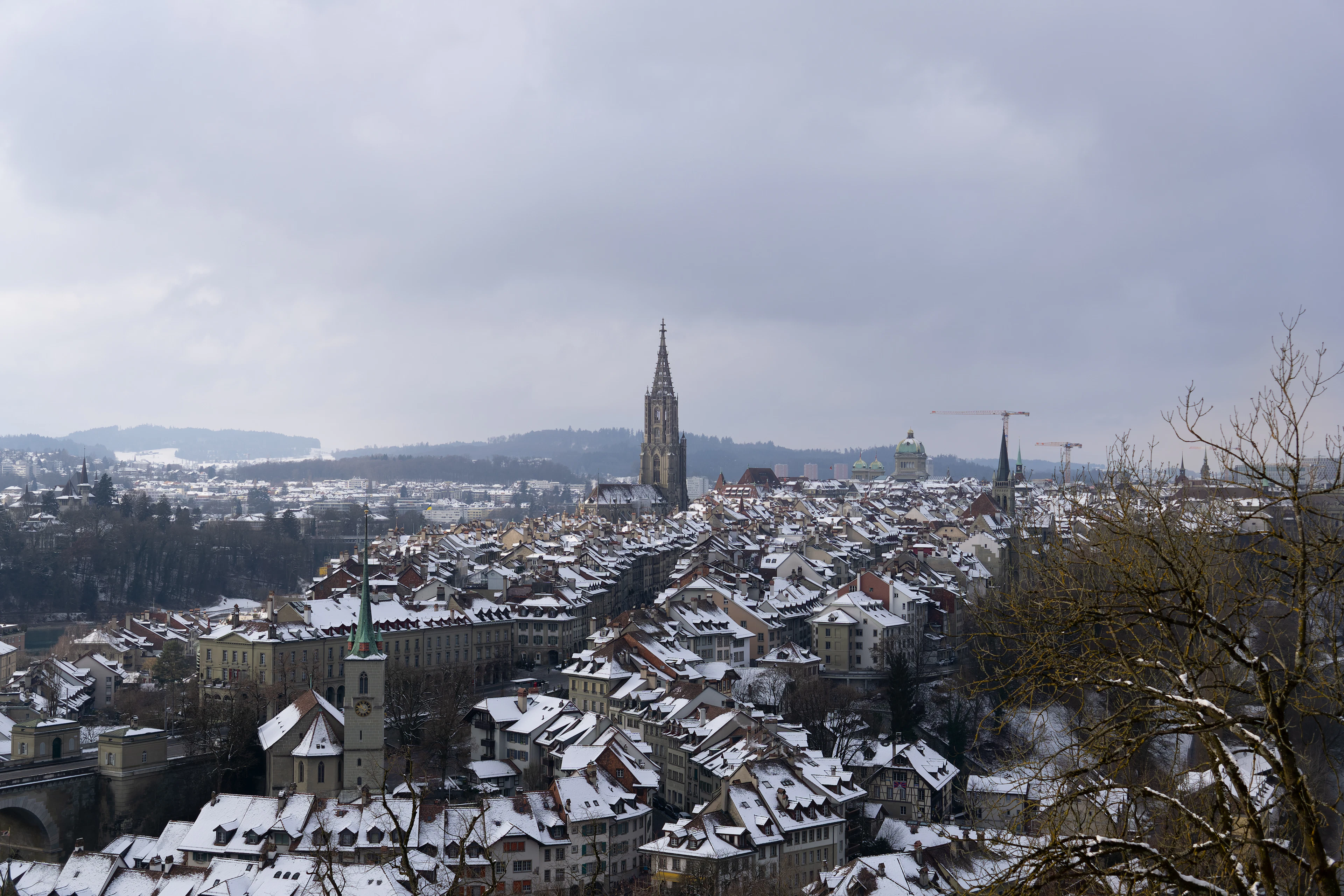 Bern covered in snow during winter