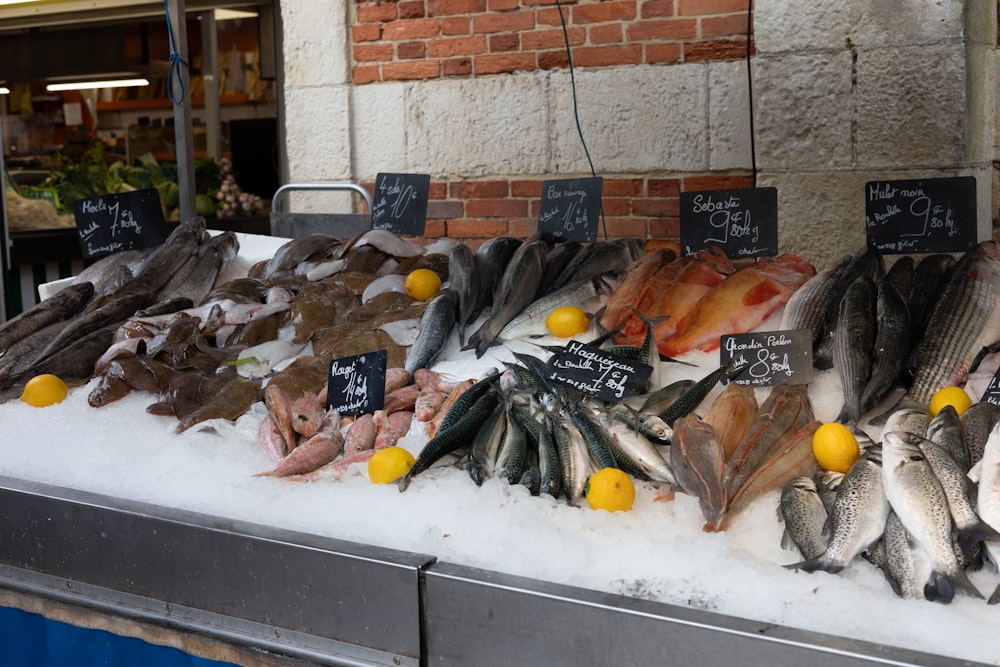 a bunch of fish that are on a table