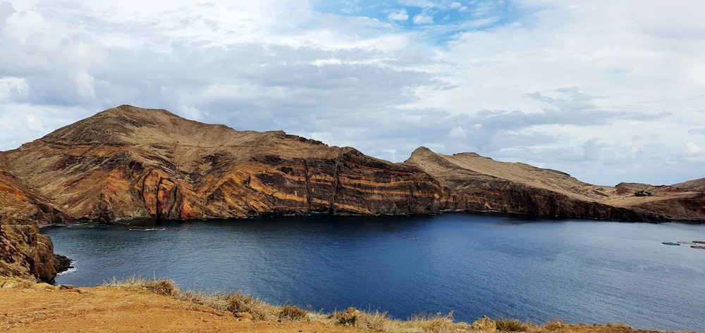 a large body of water surrounded by mountains