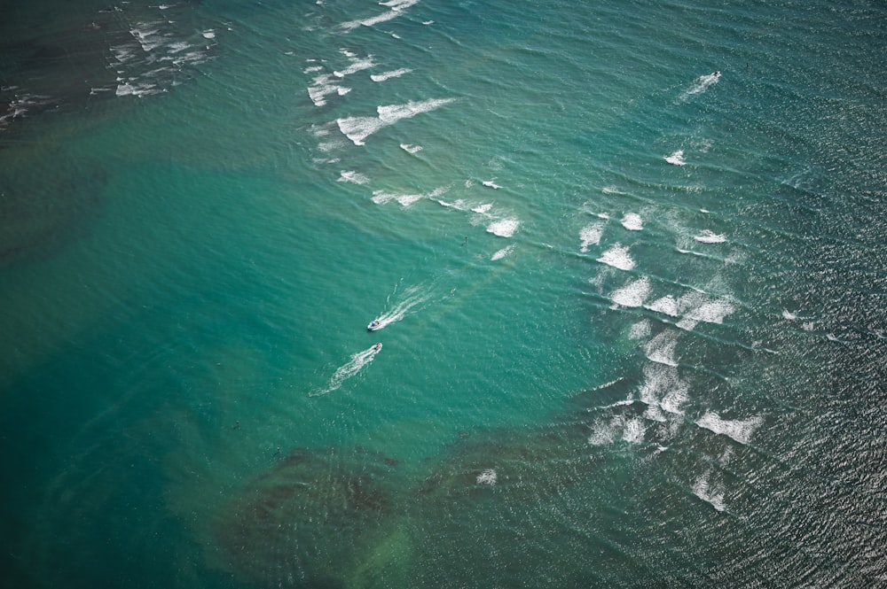 an aerial view of a body of water