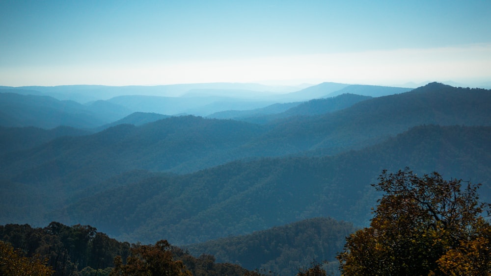 a view of a mountain range from a distance