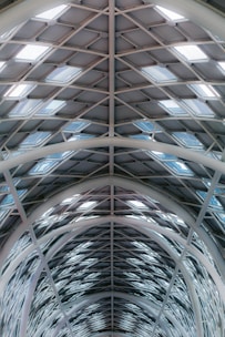 a large metal structure with a skylight above it