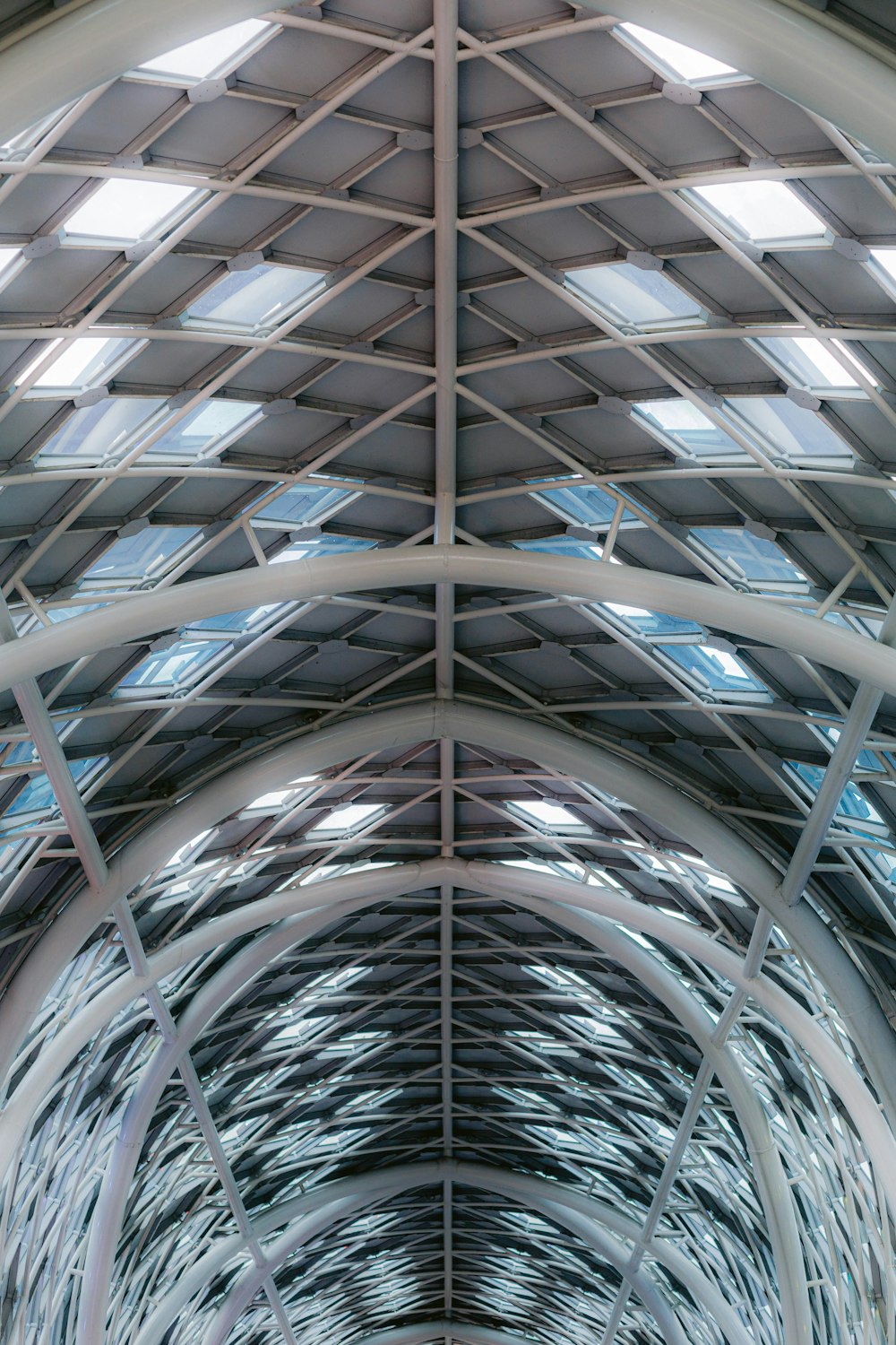 a large metal structure with a skylight above it
