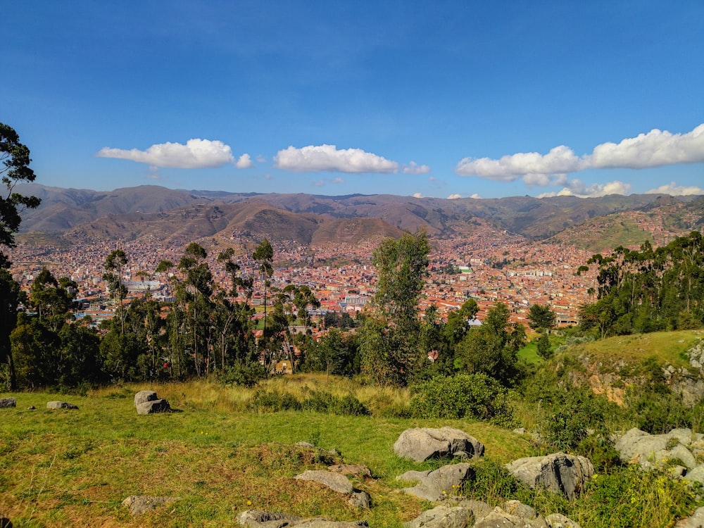 a view of a city from a hill