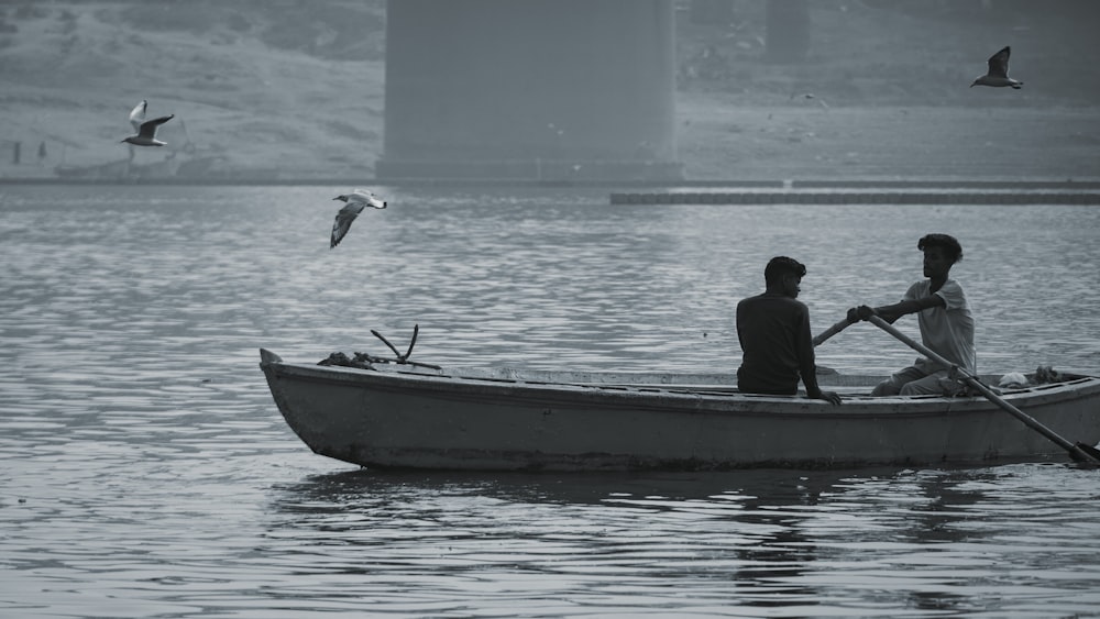 two people in a boat on a body of water