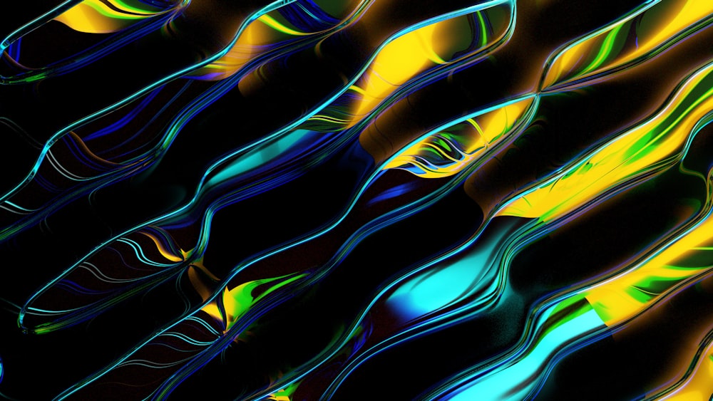 an abstract image of a black background with multicolored lines
