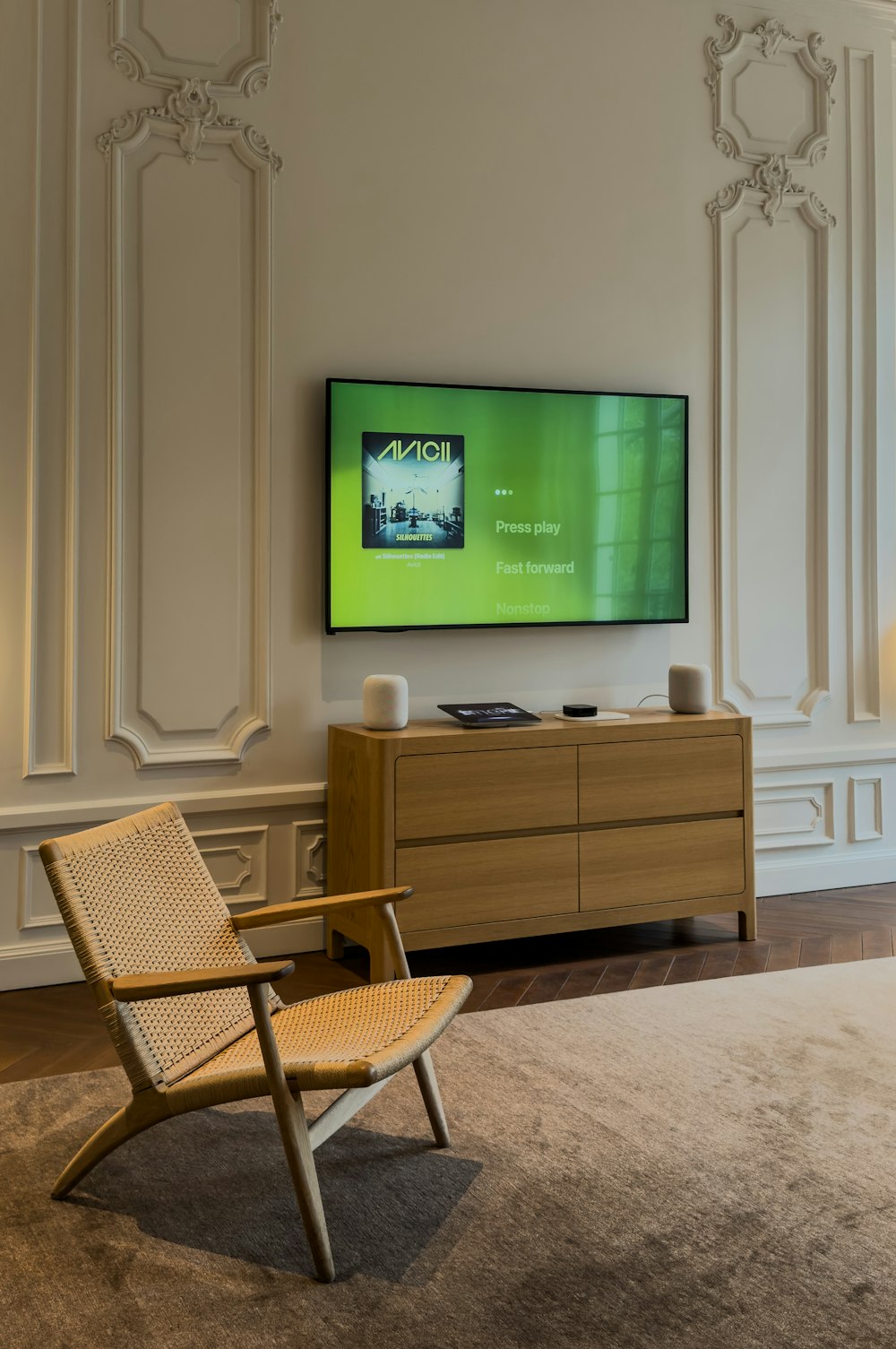 a large flat screen tv mounted to a wall