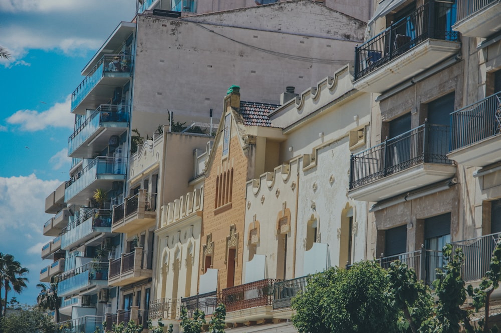 a row of buildings with balconies and balconies