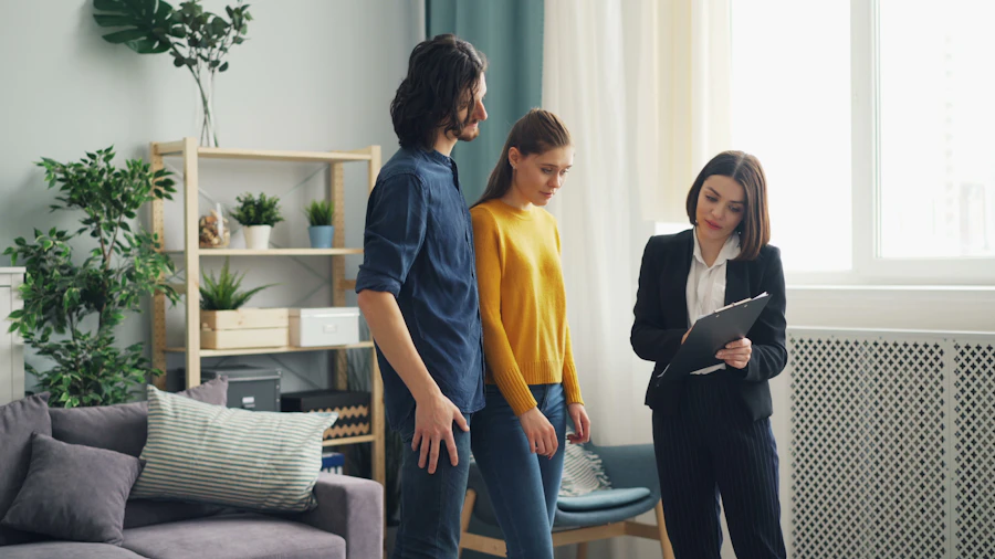 Agent showing a home to a client
