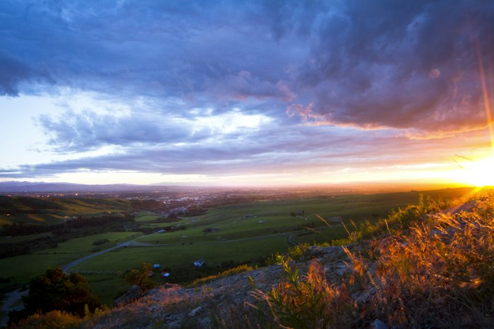 Sunset over the Gallatin Valley and Bozeman Montana