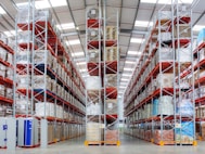 a large warehouse filled with lots of shelves