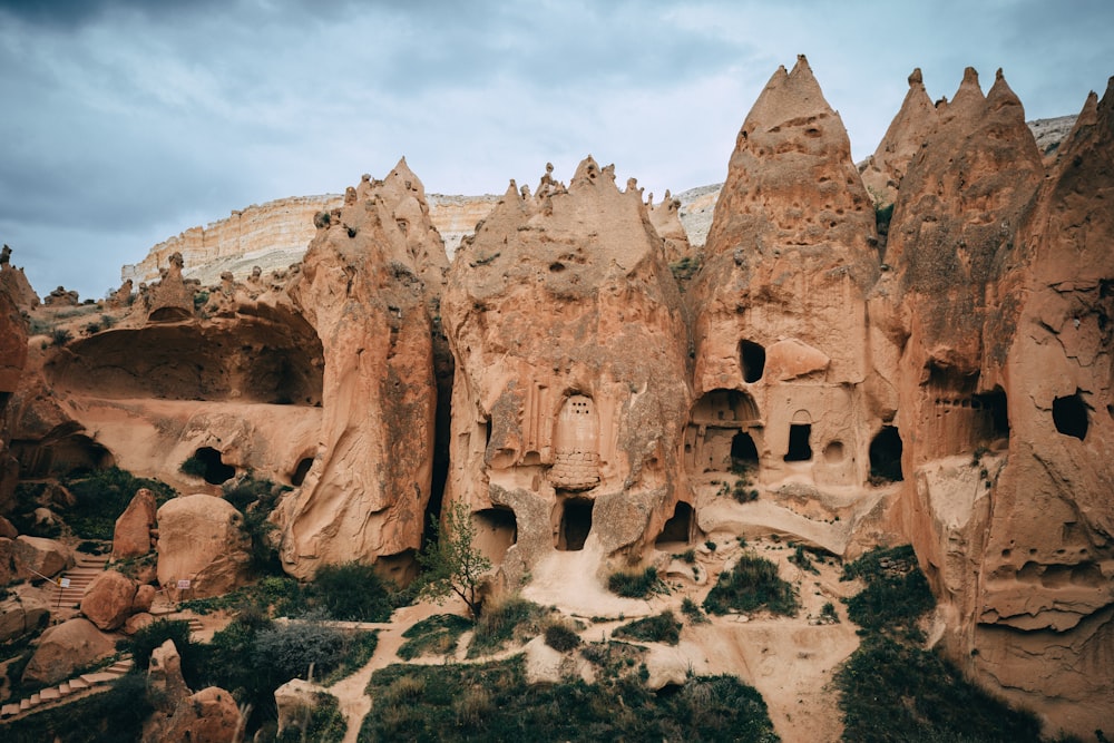 a group of rock formations in the desert