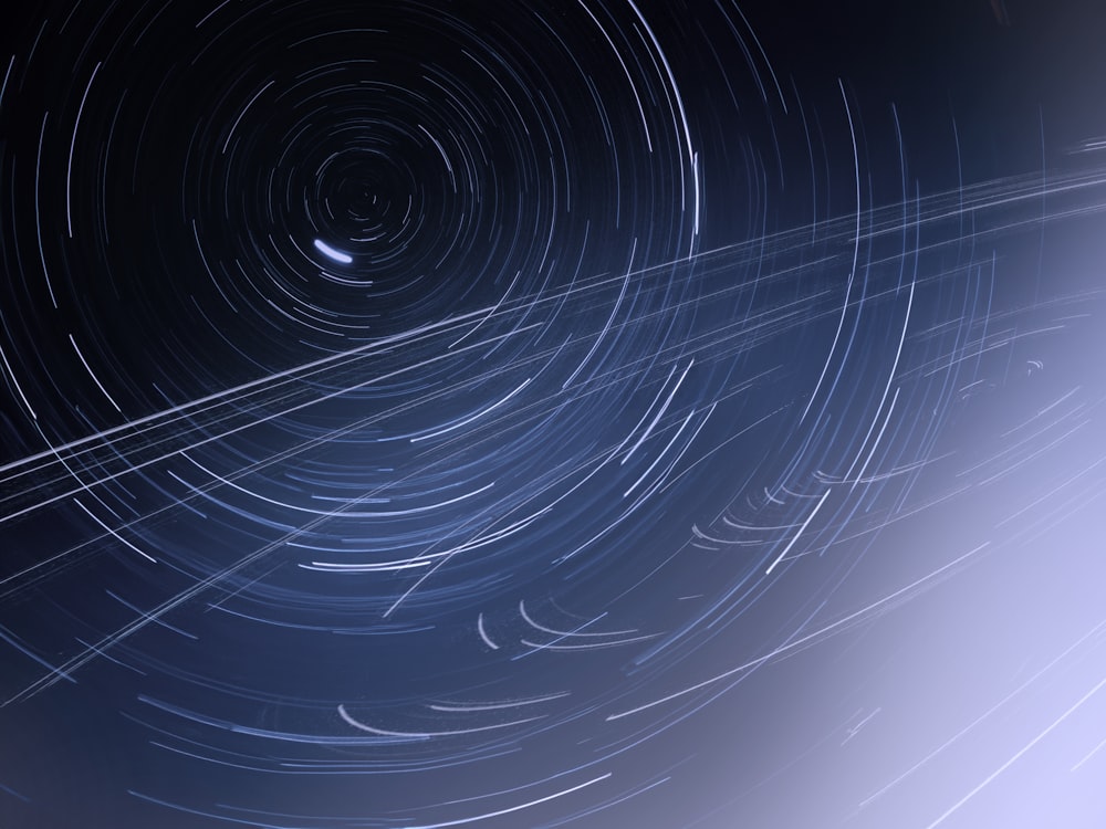 a star trail is seen in the night sky