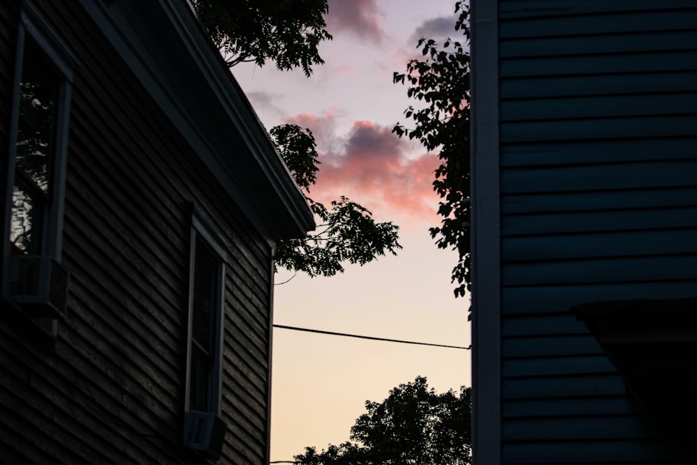 a view of the sky from a window of a house