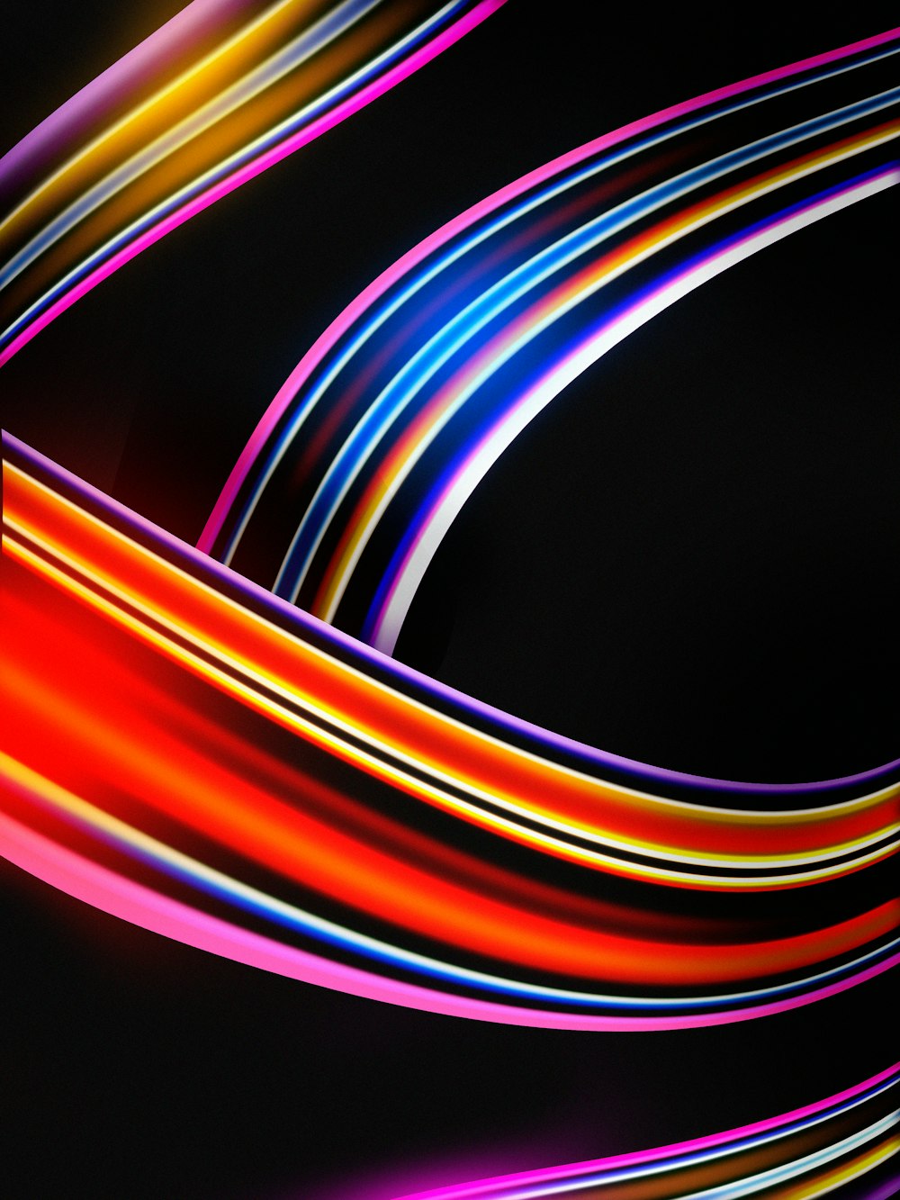 a black background with multicolored lines on it