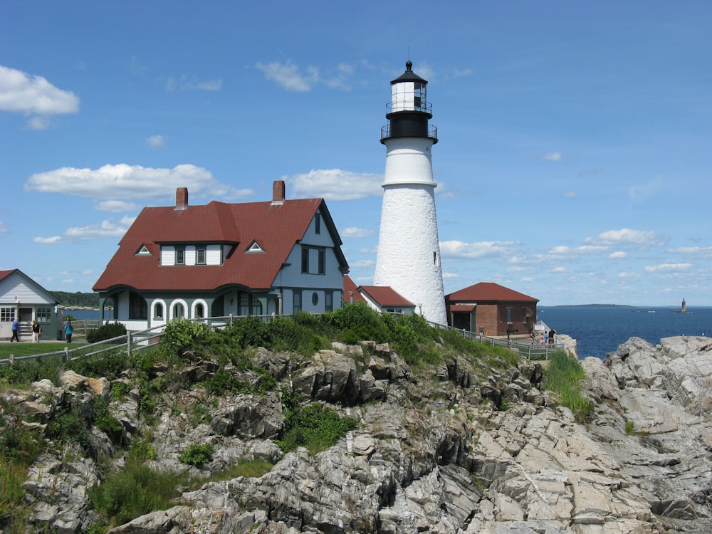 a lighthouse on top of a rocky cliff