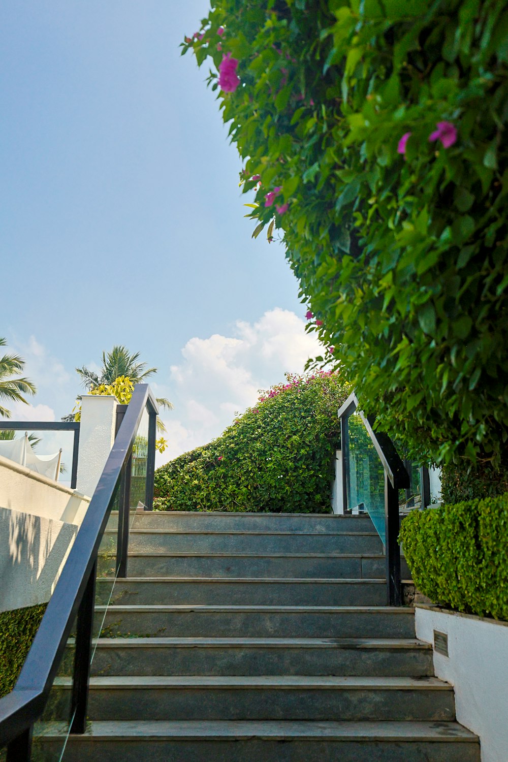 a set of stairs leading up to a house