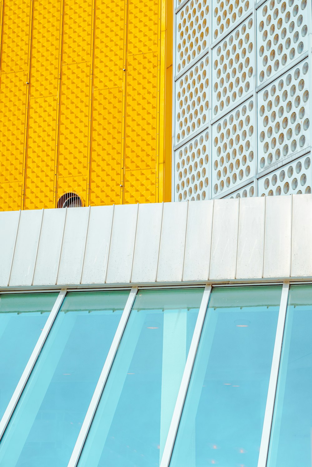 a bird is perched on the ledge of a building