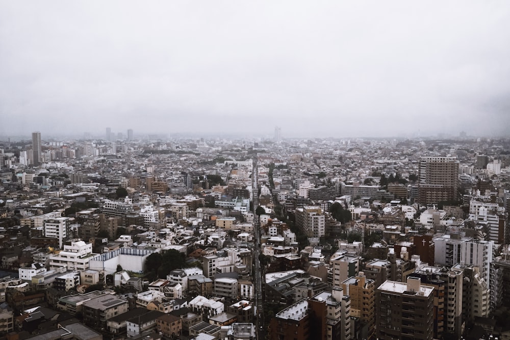 a view of a city from a tall building