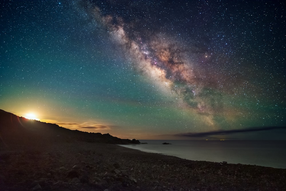 the night sky with stars and the milky