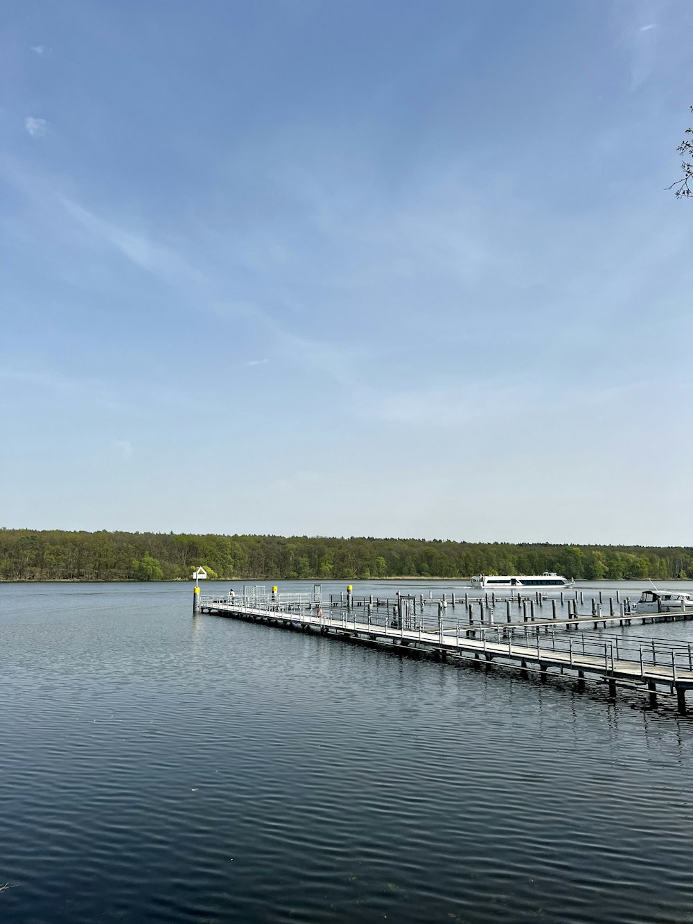 a large body of water next to a dock