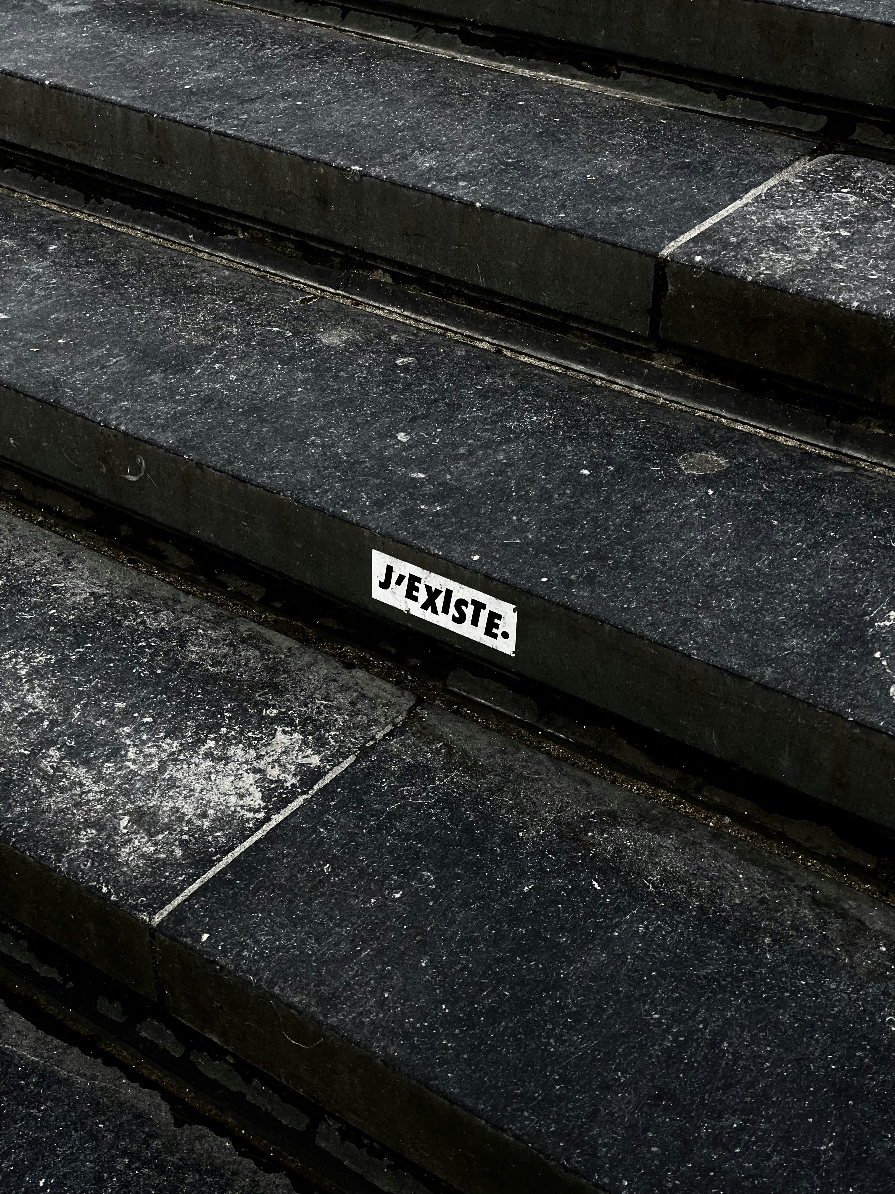 a close up of some steps with a sticker on it