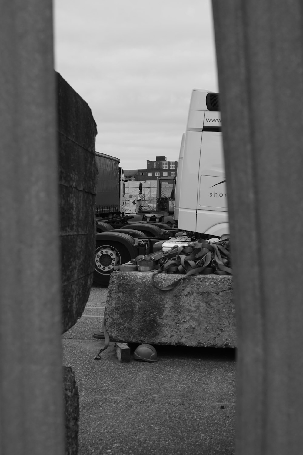 a black and white photo of a bunch of junk