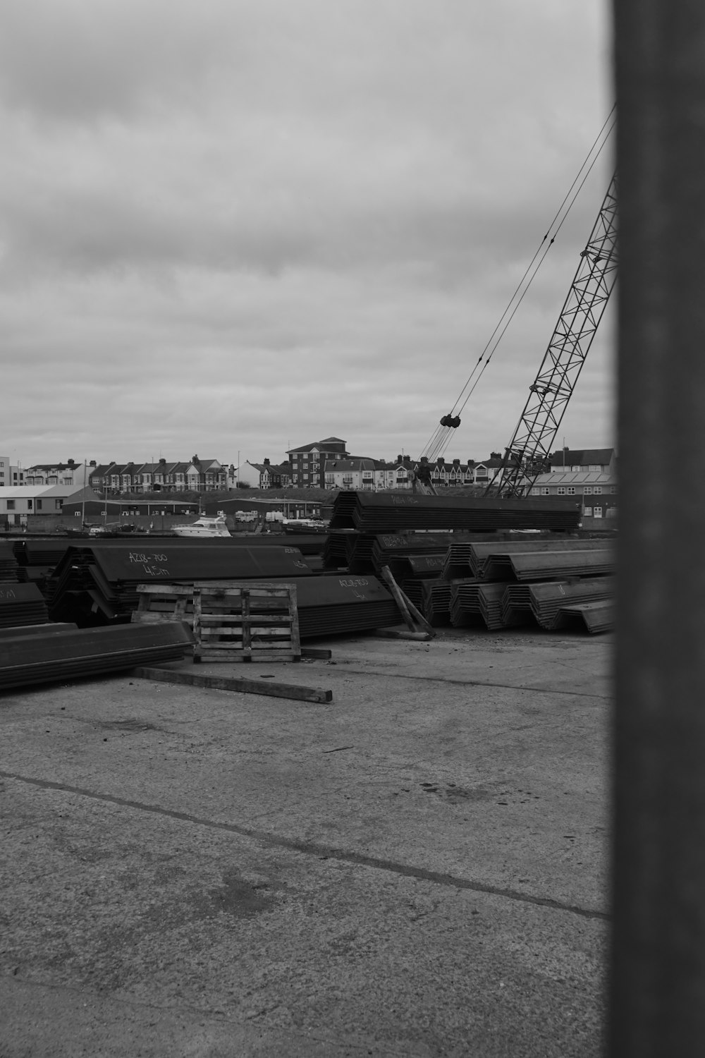 a black and white photo of a construction site