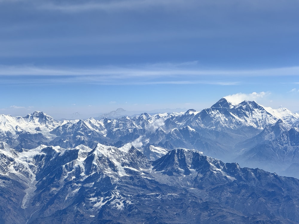 a view of a mountain range from an airplane