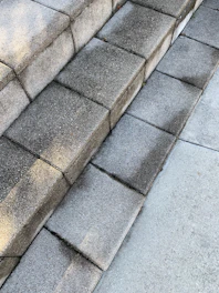 a close up of some steps made of cement