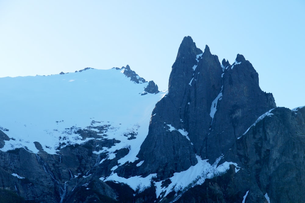 a snow covered mountain with a sky background