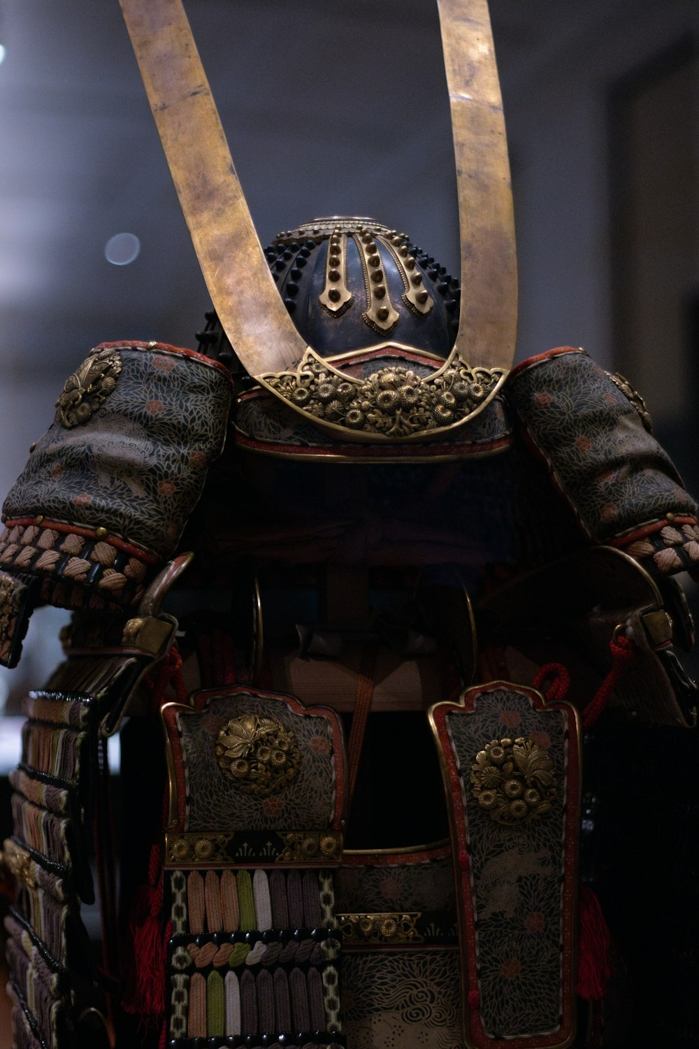 a close up of a helmet on a mannequin