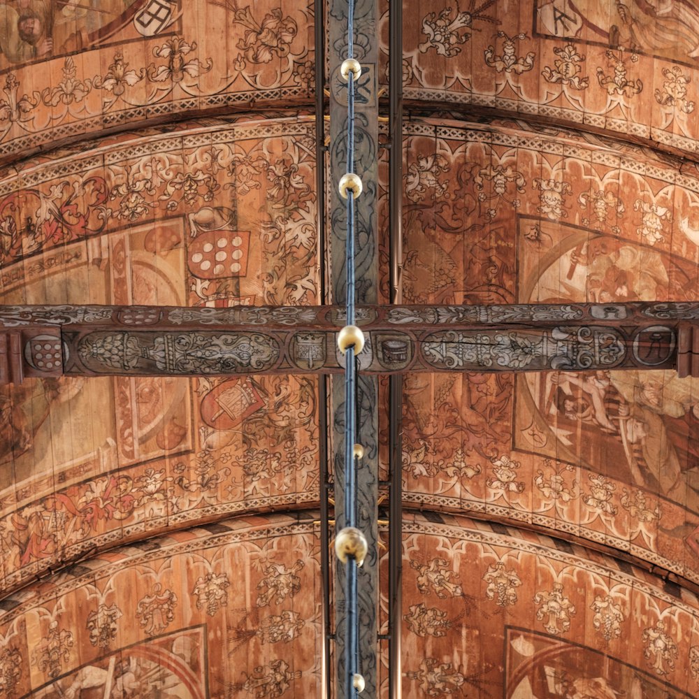 a close up of a very ornate wooden door
