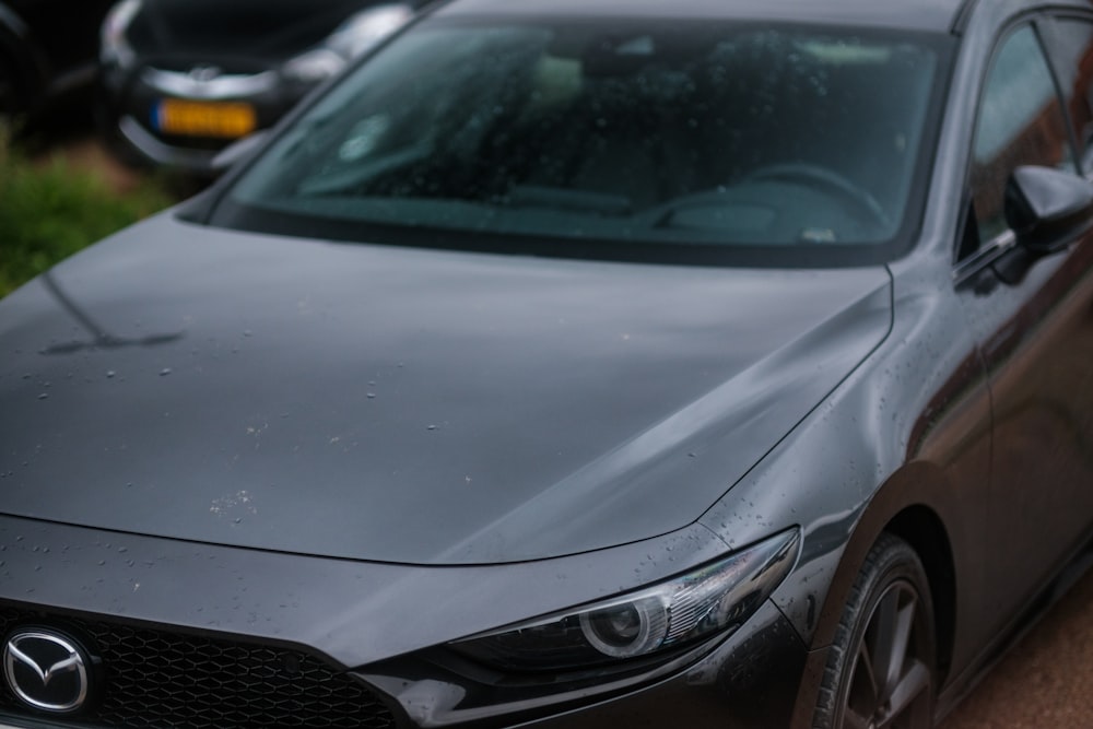 a close up of a car parked in a lot