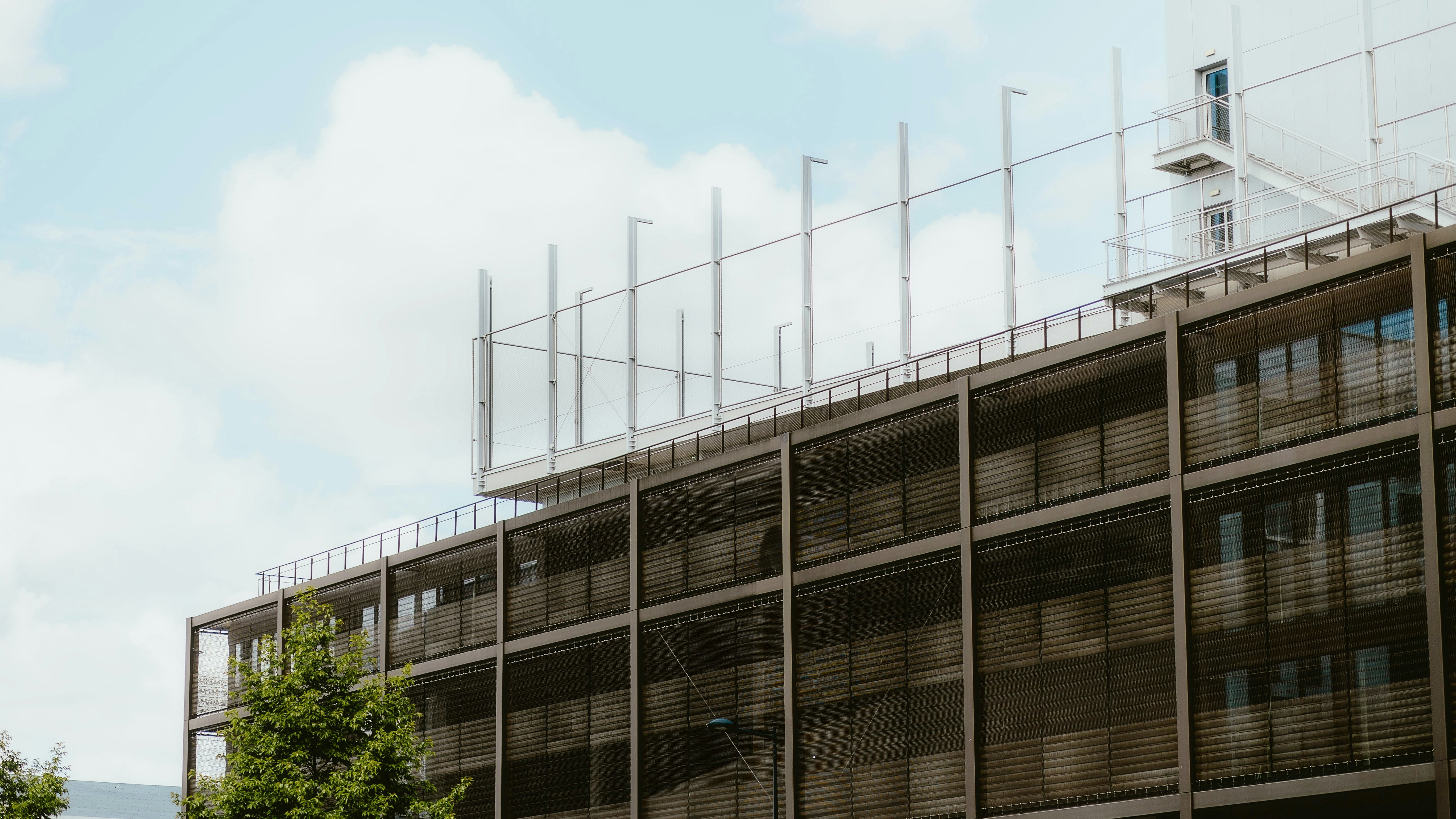 Modern building with clock tower