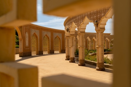 a view of a building through a window