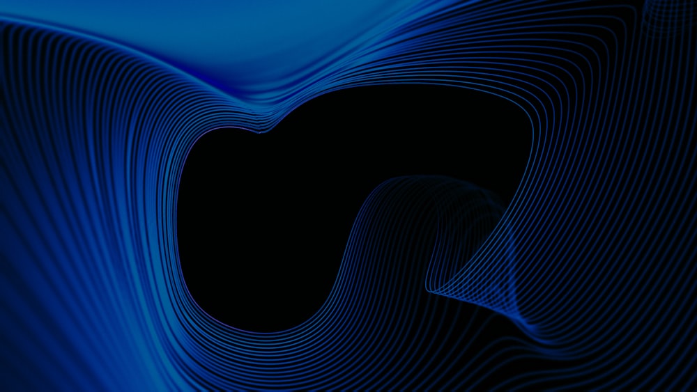 un fondo negro y azul con líneas onduladas