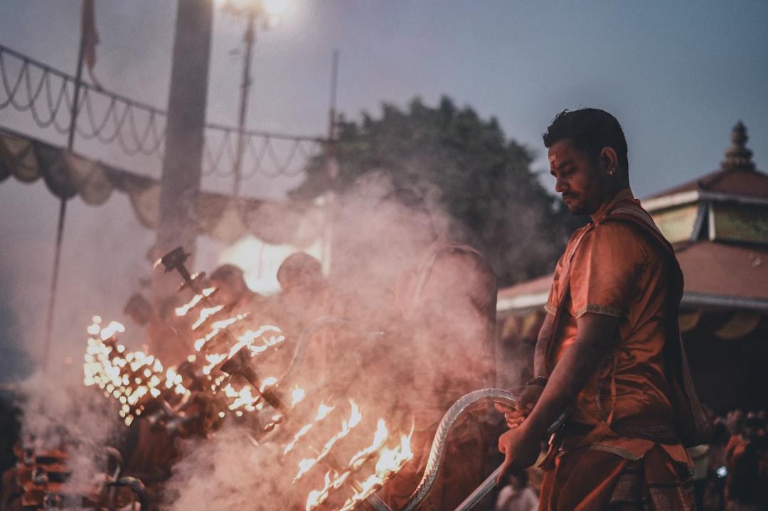 The sacred arti ritual on the banks of the Ganges at dawn, a divine tradition embraced daily early morning 🪔