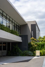 a building with a sign in front of it