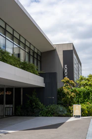 a building with a sign in front of it
