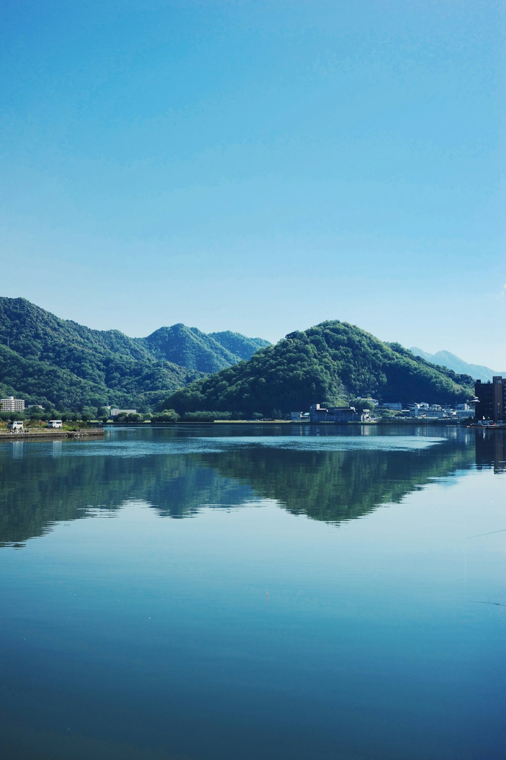 a large body of water surrounded by mountains