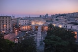 a view of a city at dusk from above
