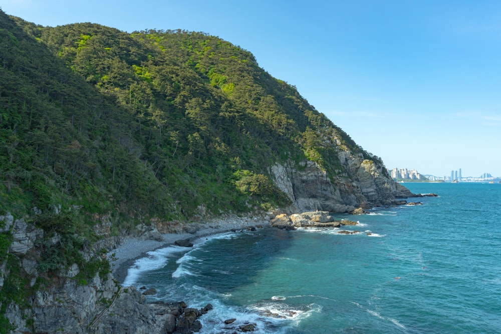 a view of the ocean from a cliff