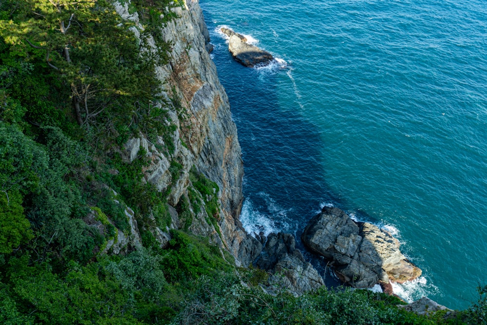a view of a body of water near a cliff