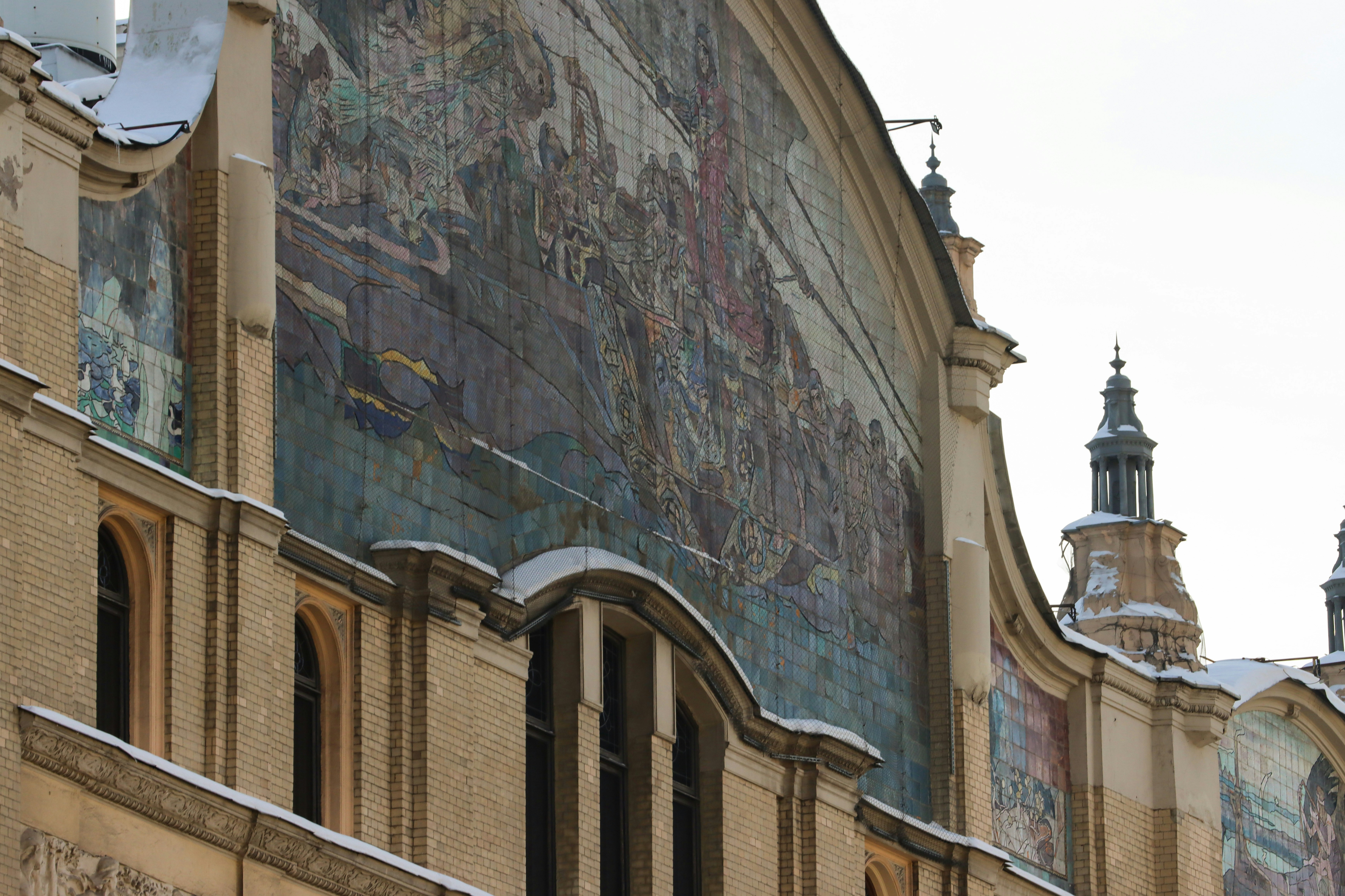 a building with a mural on the side of it