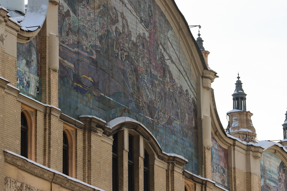 a building with a mural on the side of it