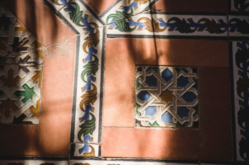 a close up of a wall with a pattern on it